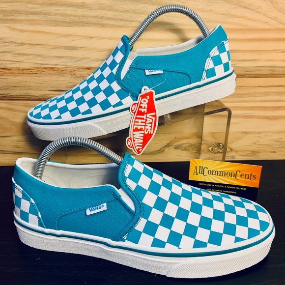 Vans Shoes - New Vans Checkered Canvas Slip Ons Robin Egg Blue